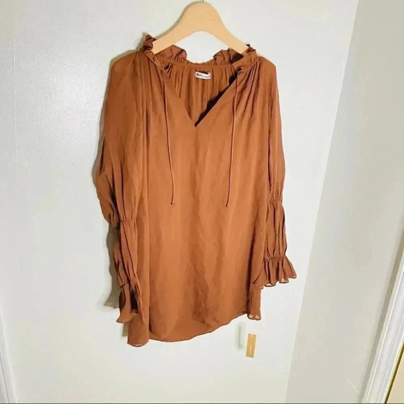 NEW Reformation Adrienne Tunic Dress Cinnamon Brown Earth Tone Bohemian Relaxed - Picture 7 of 8